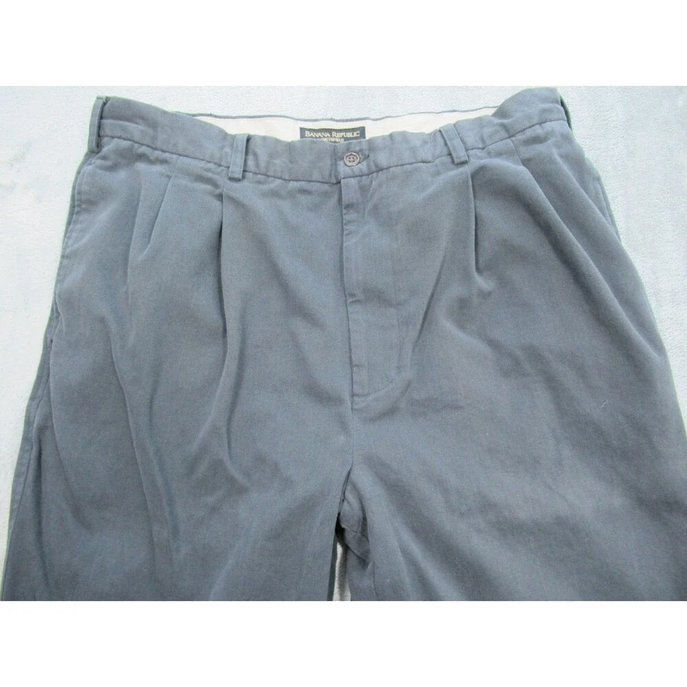 Banana Republic Pants Men Sz 40 Long (Fits 33 x 33) Gray Pleated Front